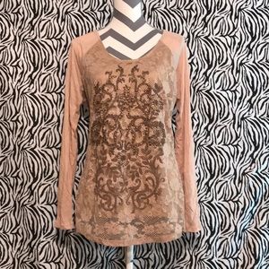 NWT Daytrip Long Sleeve Lace Studded Shirt